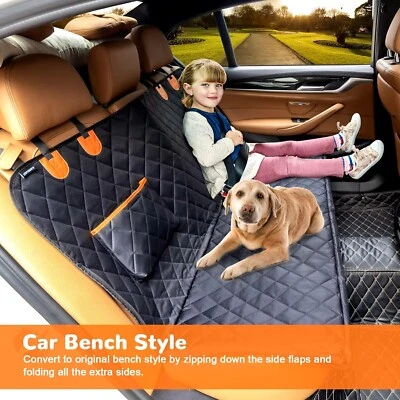 CALMSHOPS Heavy Duty Pet Car Seat Cover: Waterproof, Scratch Proof Side Flaps & Zips 147cm