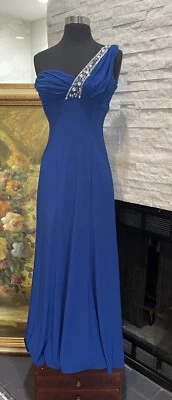Vestido Formal ARDEN B Un Hombro Azul Real Lentejuelas y Estrás Talla XS Vestido Foto 1 de 4