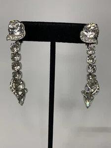 Pendientes Eisenberg Cristal Hielo Piedra de Rhiens Clip On 1945 - 1955 Firmado De Colección - Imagen 1 de 12