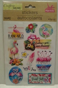 Crafter's Square 10 PC Pop Up Stickers Flamingo Theme Scrapbooking Paper Crafts - Picture 1 of 2