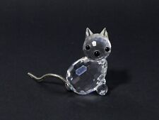Vintage Unboxed Swarovski Small Crystal Cat with Metal Tail 1.5" tall a/f #35