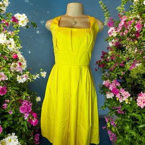 Vestido Calvin Klein Talla M/L Amarillo Midi Otoño Mujer Elegante - Imagen 1 de 4