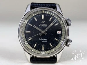 *Rare* Vintage Enicar Sherpa Guide Black Gilt Dial 36mm Automatic Watch - Picture 1 of 7