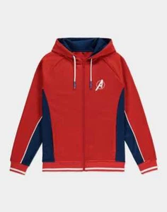 OFFICIAL MARVEL COMICS AVENGERS LOGO GAME RED FULL ZIP HOODIE JUMPER - Picture 1 of 6