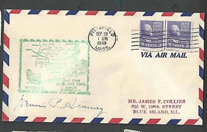 1949 Pittsfield MA nach Albany NY auf AM-79 1. FLT mit 3c Prexy #842 Coil Line Pr--- - Bild 1 von 1