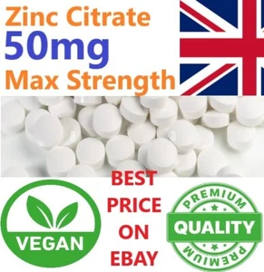 Zinkcitrat Tabletten 50 mg Maximale Stärke Haut Haare Immunität Fruchtbarkeit Kostenloser Versand - Bild 1 von 2