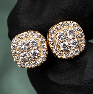 Small Square Shape 14K Yellow Gold VVS 0.58Ct Lab Grown Diamond Earrings - Picture 1 of 6