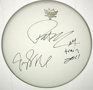 Train Signed Drum Pat Monahan Autographed Drumhead 14" & Jimmy Stafford & sketch - Picture 1 of 1