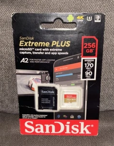 SanDisk📷Extreme Plus 256GB microSDXC Card With Adapter {SDSQXBZ-256G-ANCMA} - Picture 1 of 12
