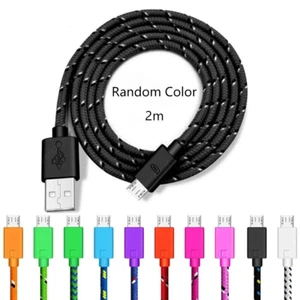 Random Color Micro USB Cable 2.4A Fast Charging Nylon Braided Data Sync Cord - Picture 1 of 8