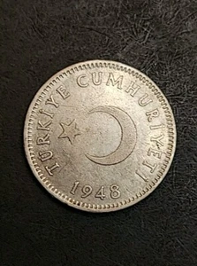 1948 ~ Turkey 1 Lire Silver Coin - Picture 1 of 2