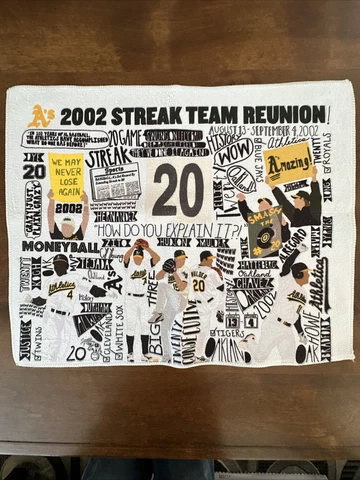 Oakland Athletics 20 Game Win Streak Reunion A's Rally Towel 2002 SGA MLB Cover
