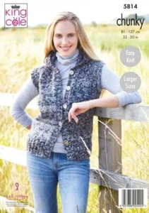 King Cole Chunky Facile Maglia Modello Gilet Da Donna 5814 - Foto 1 di 2