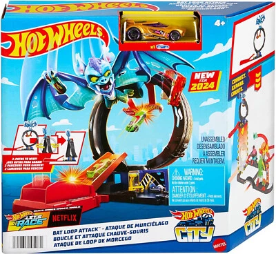 Hot Wheels City Let's Race Trackset Fledermaus Angriff Bat Loop Attack NEU OVP