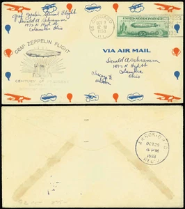 SAVOYSTAMPS - USA Cover - Graf Zeppelin FDC 1933 - C18 - Chicago Oct 7th, 1933 - Picture 1 of 1
