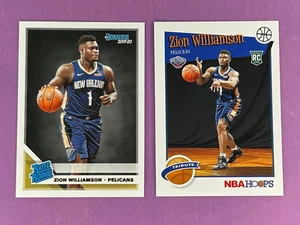 Zion Williamson 2019-20 Panini Donruss #201 RC + NBA 2019-20 Hoops #296 RC Lot - Picture 1 of 4