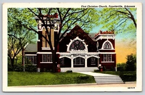 Postcard First Christian Church Fayetteville Arkansas - Picture 1 of 2