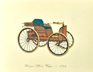 Duryea Motor Wagon 1895 Lithograph Clarence P. Hornung Antique Automobile Car - Picture 1 of 1