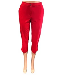 Chicos Zenergy Red Luxury Soft Stretch Capris Zipper Cargo Pockets Size 0 - Picture 1 of 11