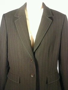 Tahari gefütterte Jacke von Arthur S Levine mit Nähten Nadelstreifen braun Gr. 6 - Bild 1 von 6