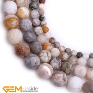 Cuentas sueltas mate esmeriladas de piedra de ágata gris natural para hacer joyas 15" AU - Imagen 1 de 28