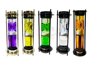 Colorful Brass Liquid Hourglasses With Compass on Both Sides For Christmas Gift - Picture 1 of 11