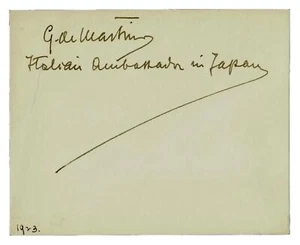 RAR! "Mussolini Gesandter" Giacomo de Martino handgeschriebene Notiz auf Karte datiert 1923 - Bild 1 von 1