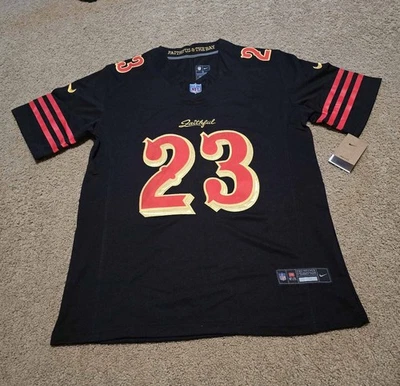 sNWT #23 Christian McCaffrey 49ers "The Faithful" Black Jersey Mens Large