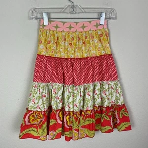 Matilda Jane Yellow Red Floral Serendipity Gentry Tiered  Skirt 8 - Picture 1 of 5