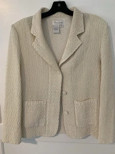 Great Cavalier By St. Paul Vtg Raised Pattern Blazer  Size M Cream Color - Picture 1 of 7