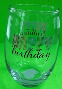 ππ CRISTAR "Buon Compleanno" 15,5 oz BICCHIERE DA VINO SENZA STELO ππ - Foto 1 di 5