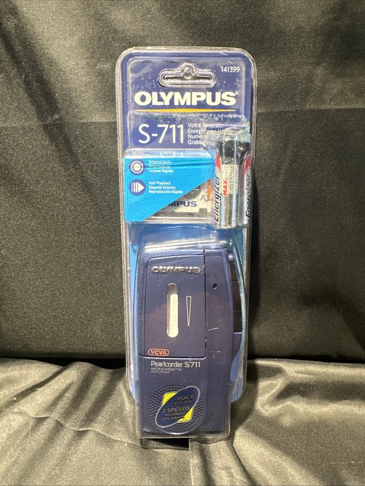 Blue Olympus Pearlcorder S711 Microcassette Handheld Voice Recorder Dictaphone