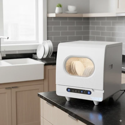 Mini Lavavajillas Encimera Portátil, 5 Programas con Tanque de Agua de 5L, Pulverizador 360° Foto 1 de 4