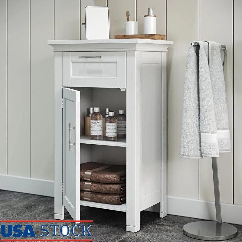 Single Door Bathroom Storage Cabinet W/ Drawer Adjustable Shelf Organizer New - Image 1 of 4