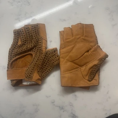 Guantes de cuero tejidos de ganchillo vintage de los años 80 para hombre de carreras de bicicletas Ware House Foto 1 de 4