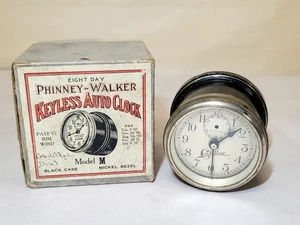 1912 Cadillac Auto Clock Rim-Wind Phinney-Walker & BOX Vintage Car Keyless as-is - Picture 1 of 13