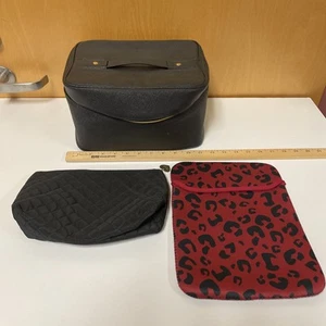 JM New York Tova Makeup Bag Case Plus One Matte Black Carry On Clean Nice 3 Set - Picture 1 of 17