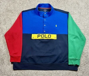 Polo Ralph Lauren Pullover T-Snap Bloques de Color Retro Deletrear Logo Para Hombre Talla 3XB - Imagen 1 de 7