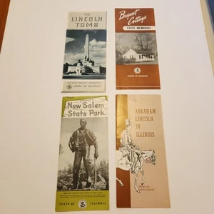 4 Vintage Illinois Lincoln Broschüren Broschüren Grab Neu Salem Bryant Cottage...+ - Bild 1 von 9