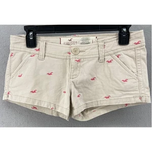 Hollister Shorts Womens Juniors Sz 1 Low Rise Bird Embroidered Casual Everyday - Picture 1 of 11