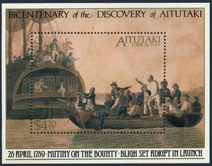 Aitutaki 434, MNH. Mi 653 Bl.72. Discovery of Aitutaki by William Bligh, 1989. - Picture 1 of 1