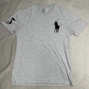 Polo Ralph Lauren Number 3 Gray Large Horse Big Pony T-Shirt Men's Sz S - Picture 1 of 16