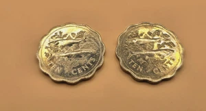 Lotto di 2 monete da dieci centesimi del Commonwealth delle Bahamas 1998 e 2000 - Foto 1 di 3