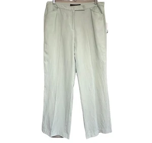 Josephine Chaus Silk Linen Pants Womens 16 Mint High Waist Wide Leg Dress Slacks - Picture 1 of 12