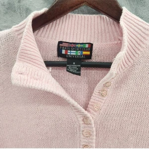 Vintage Paris Sport Club Knopfleiste Rosa Damen Pullover Gr. Medium 80er 90er Y2K - Bild 1 von 12