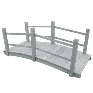 Gartenbrücke Holzbrücke Teichbrücke Brücke Grau 140x60x56 cm Massivholz Tanne - Bild 1 von 4