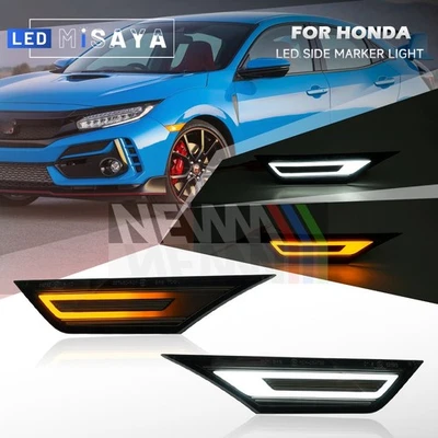Smoked Dynamic Amber/White LED Side Marker Light For 16-21 10th Gen Honda Civic - Image 1 of 4