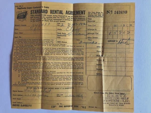 1952 HERTZ Standard Rental Agreement Duluth Minnesota Vintage - Picture 1 of 4