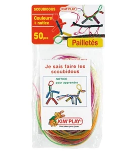 Cofalu Kim'Play - Scoubidous - 50 Brins De Couleurs à Paillettes + Notices - Imagen 1 de 1