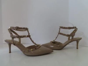 Valentino Beige Patent/Beige Leather Rockstud Double Buckle Heels/Shoes EU 40.5 - Picture 1 of 18